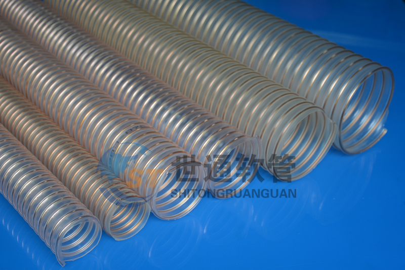 PU 鋼絲軟管，PU鋼絲管，PU聚氨酯鋼絲波紋管，耐磨工業(yè)吸塵通風(fēng)軟管 